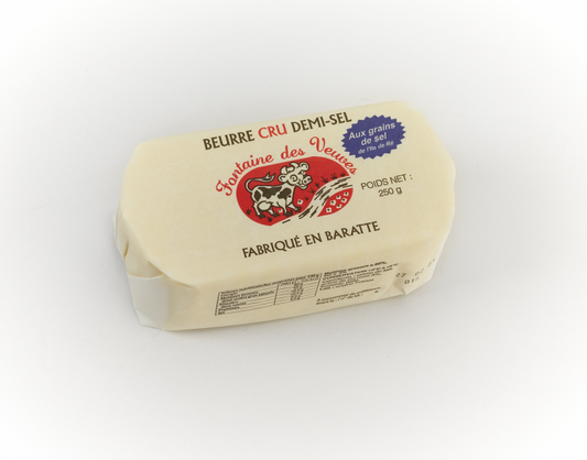 Beurre au lait cru grain de sel -  250 grs