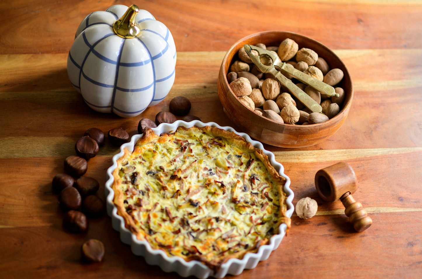 Quiche aux poireaux et lardons maison